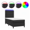 Online Clicnbuy Cama box spring y colchón LED cuero sintético negro 90x190 cm
