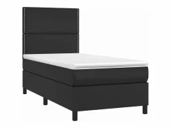 Online Clicnbuy Cama box spring y colchón LED cuero sintético negro 90x190 cm