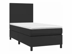 Clearance Clicnbuy Cama box spring y colchón LED cuero sintético negro 90x190 cm