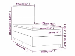 Clearance Clicnbuy Cama box spring y colchón LED cuero sintético negro 90x190 cm