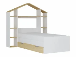 Online Vente-unique Cama cabaña 90 x 190 cm color blanco y natural + colchón - JERACO Color natural claro / Blanco