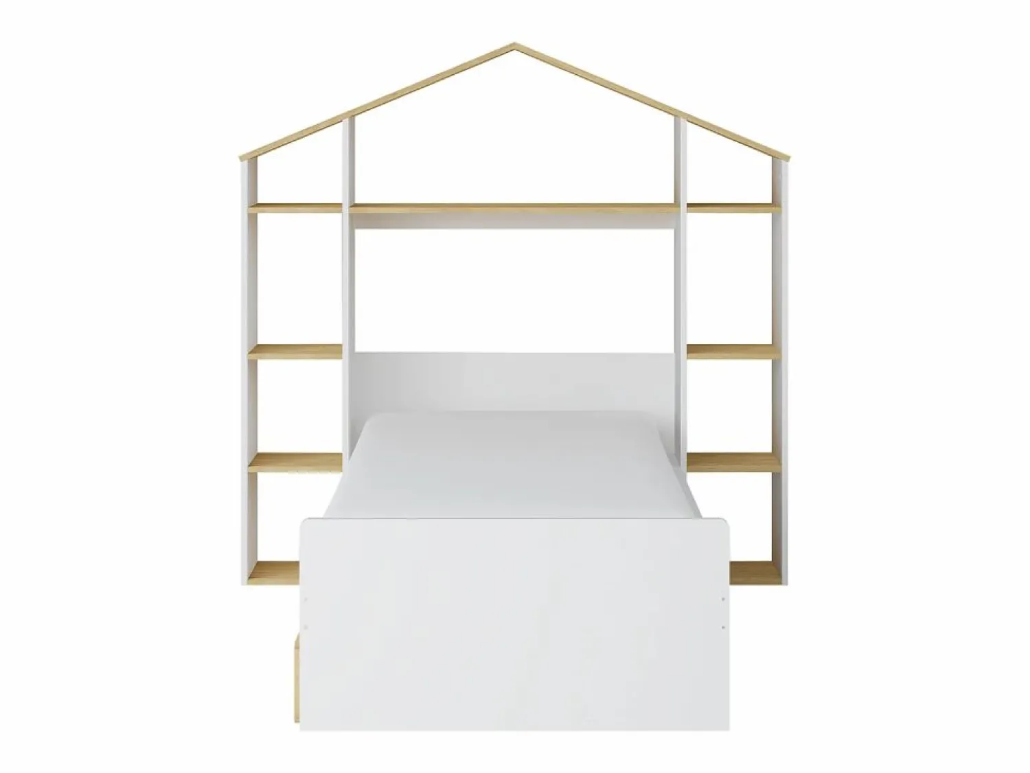 Discount Vente-unique Cama cabaña 90 x 190 cm color blanco y natural - JERACO Color natural claro / Blanco