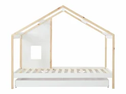 Clearance Vente-unique Cama cabaña 90 x 190 cm con cajón de pino y mdf y natural - RINELYA Blanco