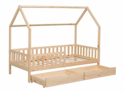 Discount Happy Garden Cama cabaña de madera con cajones para niños MARCEAU 190x90cm Marru00f3n