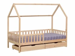 Discount Happy Garden Cama cabaña de madera con cajones para niños MARCEAU 190x90cm Marru00f3n