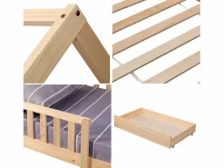 Discount Happy Garden Cama cabaña de madera con cajones para niños MARCEAU 190x90cm Marru00f3n