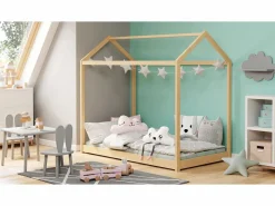 Outlet MSO Cama cabaña HUT de pino macizo para niños Color natural claro