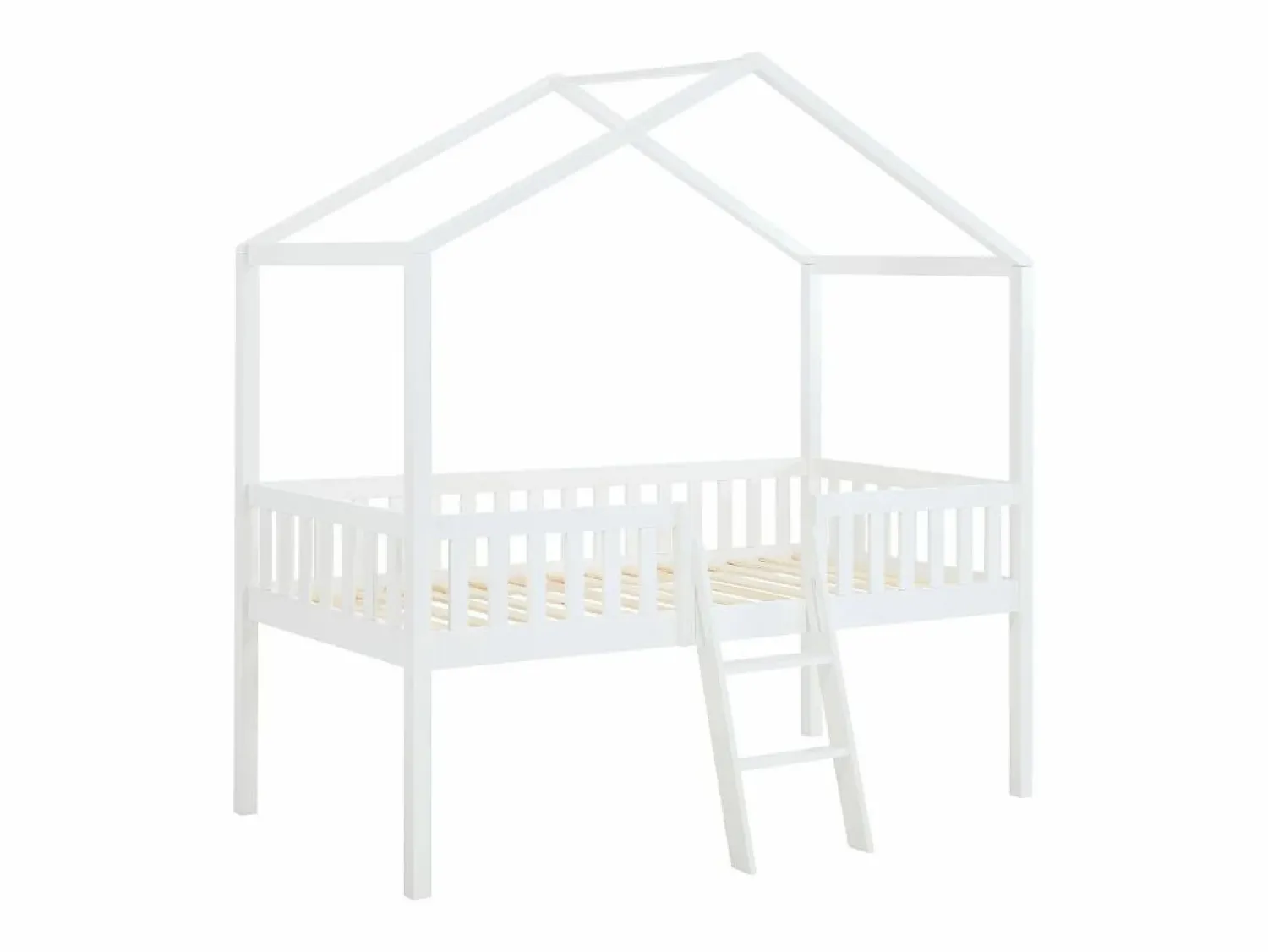 Vente-unique Cama cabaña semi-alta 90 x 190 cm de pino color - NALENY