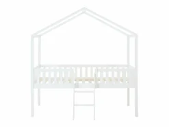 Vente-unique Cama cabaña semi-alta 90 x 190 cm de pino color - NALENY