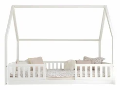 Petits-Meubles Cama cabaña 140x200 con barandillas y somier patas de 1 cm Daisy