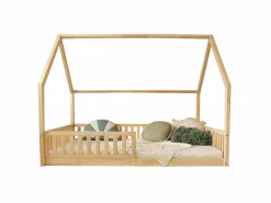Online Petits-Meubles Cama cabaña 140x200 con barandilla y somier patas de 1 cm Daisy Madera Color natural claro