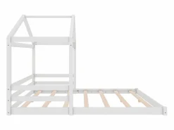 Sale Merax Cama cabina 140 x 200 cm con cabecero - pino + MDF - somier - para niños - (sin colchón) Blanco