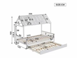 Online Merax Cama cabina 120 x 200 cm con cama nido 120 x 190 cm - Madera de pino + MDF - Blanco