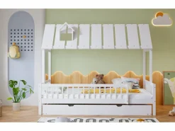 Online Merax Cama cabina 120 x 200 cm con cama nido 120 x 190 cm - Madera de pino + MDF - Blanco