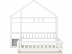 Merax Cama cabina 140 x 200 cm con mesita de noche - Pino y MDF -