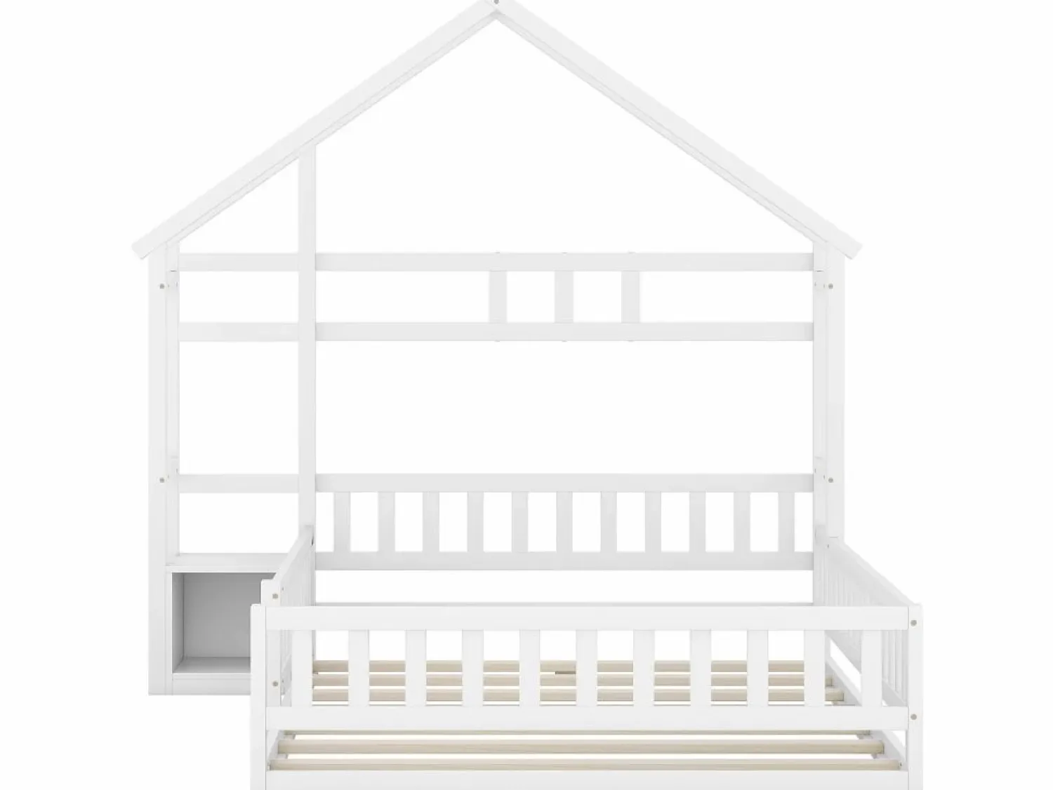 Merax Cama cabina 140 x 200 cm con mesita de noche - Pino y MDF -