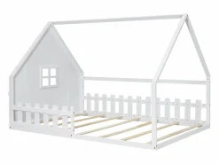 Outlet Merax Cama cabina 140 x 200 cm con ventana - Madera de pino + MDF - Somier de láminas incluido - Blanco