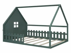 Merax Cama cabina 140 x 200 cm con ventana - Madera de pino + MDF - Somier de láminas incluido -