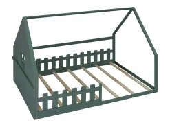 Merax Cama cabina 140 x 200 cm con ventana - Madera de pino + MDF - Somier de láminas incluido -
