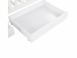 Online Merax Cama cabina con 2 cajones - 90 x 200 cm - madera de pino - somier de láminas - Blanco