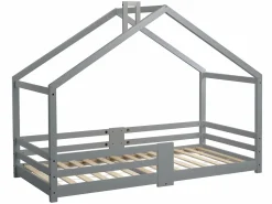ModernLuxe Cama cabina con rejilla protectora - 90x200cm - madera maciza -