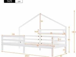Sale Merax Cama cabina para niños - 90 x 200 cm - estante de almacenamiento - somier - Blanco