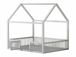 Sale Merax Cama cabina para niños o bebés - 140 x 200 cm - barreras y puerta - somier incluido - madera blanca Blanco