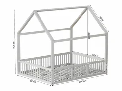 Sale Merax Cama cabina para niños o bebés - 140 x 200 cm - barreras y puerta - somier incluido - madera blanca Blanco