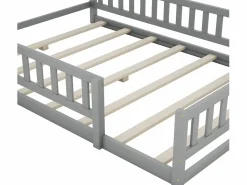 Hot Cama cabina para niños 140x200 cm con mesita de noche y barandillas de seguridad - somier - Cama Montessori