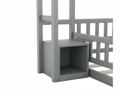 Hot Cama cabina para niños 140x200 cm con mesita de noche y barandillas de seguridad - somier - Cama Montessori