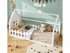 Clearance Cama cabina 140x200 cm - Cama infantil con barandillas de seguridad y somier - pino y MDF - Cama Montessori
