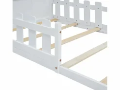 Clearance Cama cabina 140x200 cm - Cama infantil con barandillas de seguridad y somier - pino y MDF - Cama Montessori