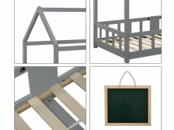 ModernLuxe Cama cabina 90x200 cm de madera maciza - con pizarra -