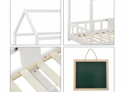 ModernLuxe Cama cabina 90x200 cm de madera maciza - con pizarra -
