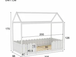 Sale Cama cabina 90x200cm de madera maciza - con protección contra caídas - Cama Montessori