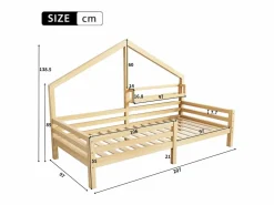 New ModernLuxe Cama cabina 90x200cm de madera maciza - con estantes - Natural Color natural claro