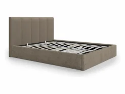 Clearance Vente-unique Cama canapé 180 x 200 cm con cabecero con costuras verticales tela + colchón - KILACLO Topo