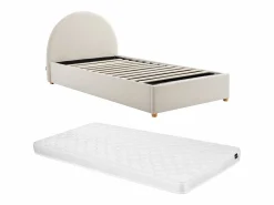 Cama canapé 90 x 190 cm en terciopelo acanalado color + colchón - LIRIMO Cama Terciopelo