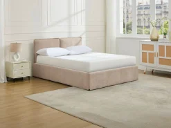 Vente-unique Cama canapé con funda extraíble 140 x 190 cm en tela + colchón - TENESE Beige