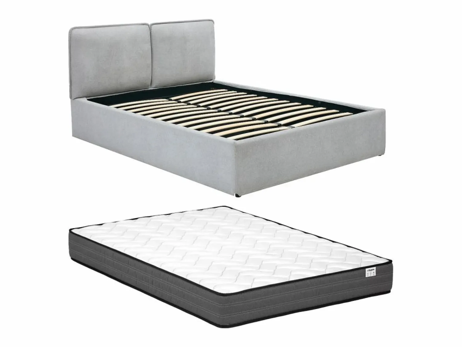 Discount Vente-unique Cama canapé con funda extraíble queen size 160 x 200 cm de tela + colchón - TENESE Gris claro