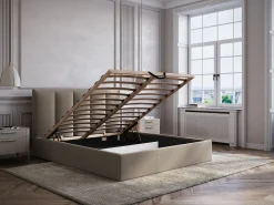 Clearance Cama canapé king size 200 x 200 cm de tela + colchón - KILACLO Cama Con Canapé