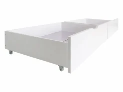 New Cama casita con barandilla + 2 cajones madera 90x190cm Blanco