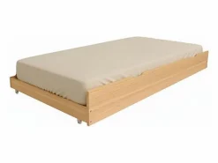 Hot Cama casita con barandilla + cama de arrastre madera pino 90x190cm Beige