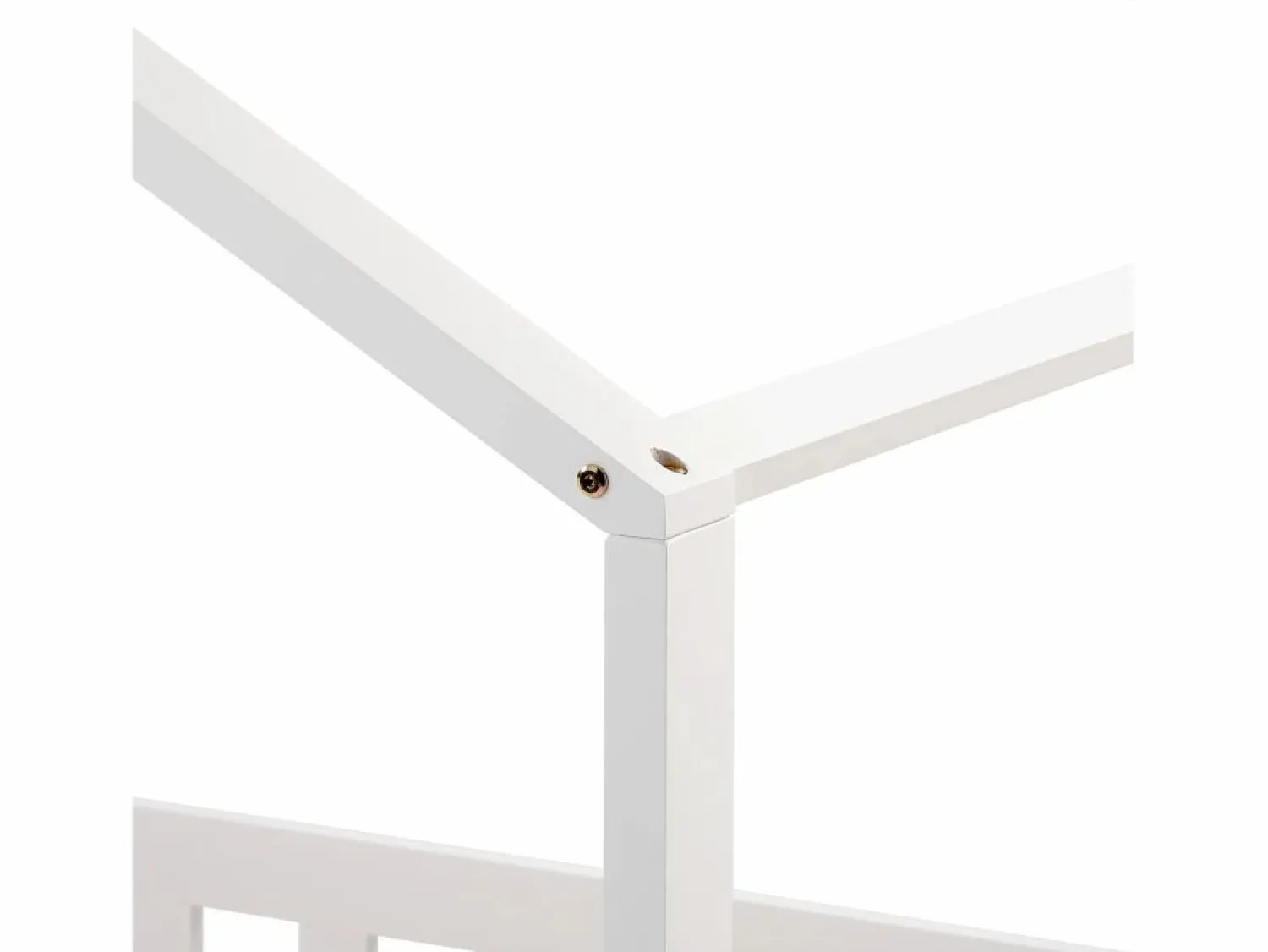 Hot ModernLuxe Cama casita infantil 90×200 cm - en madera maciza + MDF - con protección anti-caídas y somier de láminas - Blanco