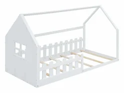 Hauss Spole Cama casita infantil 90x200 cm - con barrotes de seguridad - Estructura de madera blanca - Estilo escandinavo limpio (sin colchón)
