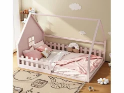 Sale Cama casita infantil 140x200 cm con barreras de seguridad, (sin colchón) Cama Montessori