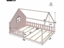 Sale Cama casita infantil 140x200 cm con barreras de seguridad, (sin colchón) Cama Montessori