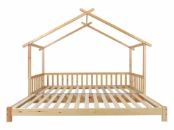 Hauss Spole Cama casita infantil 90/180x200 cm con cama nido, acabado madera natural clara, sin colchón