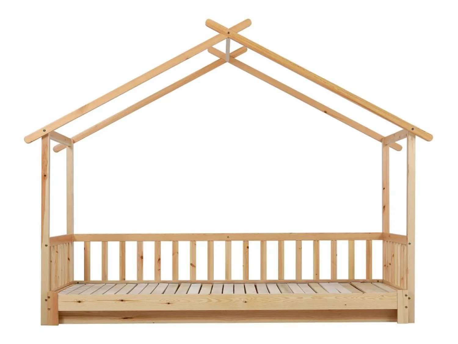 Hauss Spole Cama casita infantil 90/180x200 cm con cama nido, acabado madera natural clara, sin colchón