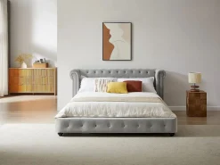Vente-unique Cama chesterfield 180 x 200 cm pana - TONGERLA
